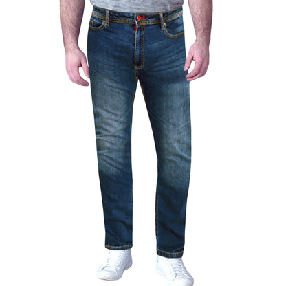 Dark Blue - Side - Duke Mens D555 Ambrose Stretch Tapered Kingsize Jeans