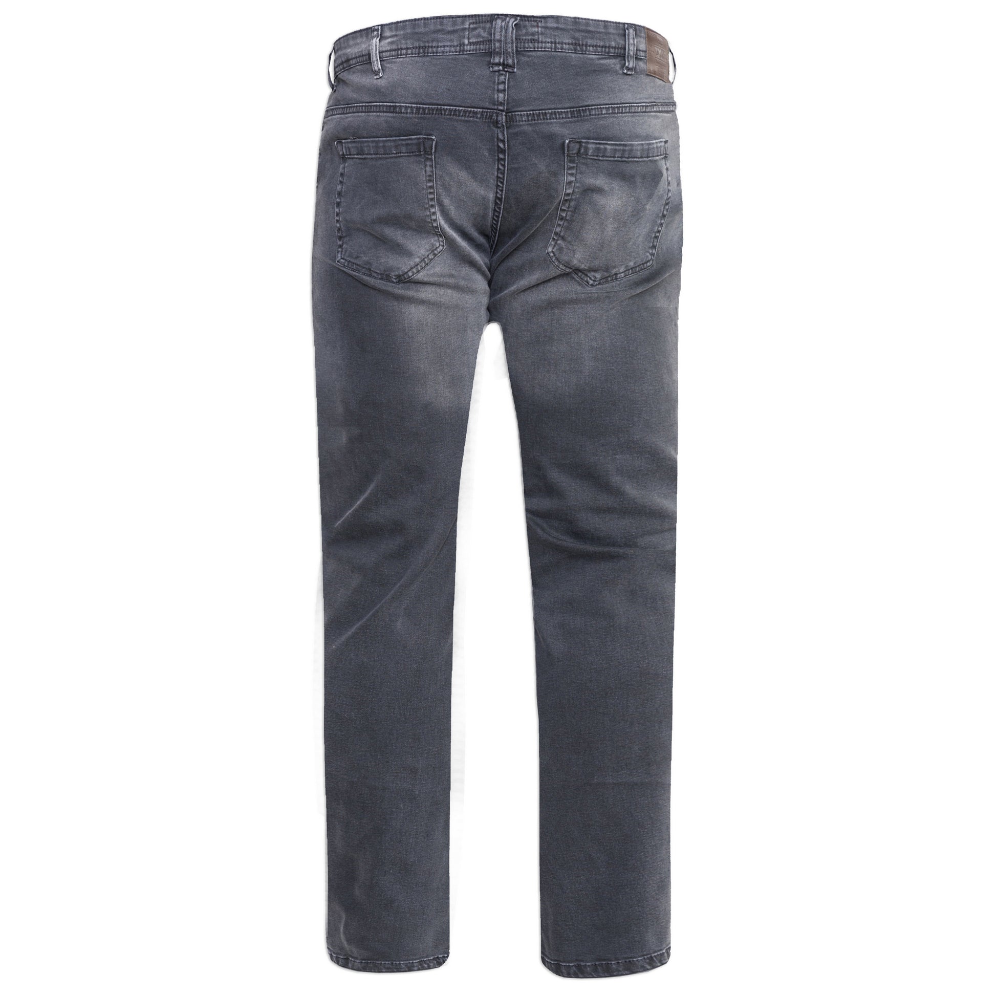 Grey Stonewash - Back - Duke Mens D555 Benson Stretch Tapered Kingsize Jeans