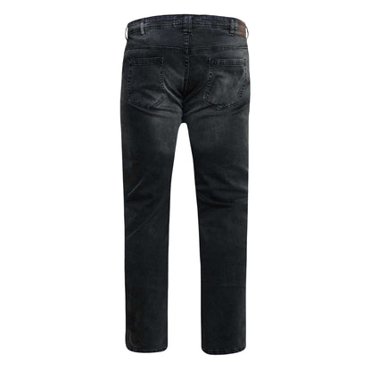 Grey Stonewash - Back - Duke Mens D555 Benson Stretch Tapered Kingsize Jeans