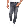 Grey Stonewash - Side - D555 Mens Benson King Size Tapered Fit Stretch Jeans
