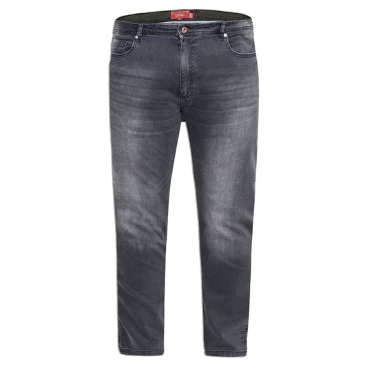 Grey Stonewash - Front - Duke Mens D555 Benson Stretch Tapered Kingsize Jeans