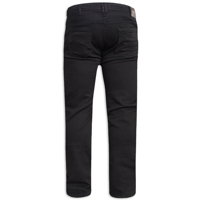 Black - Back - Duke Mens D555 Claude Stretch Tapered Stretch Kingsize Jeans