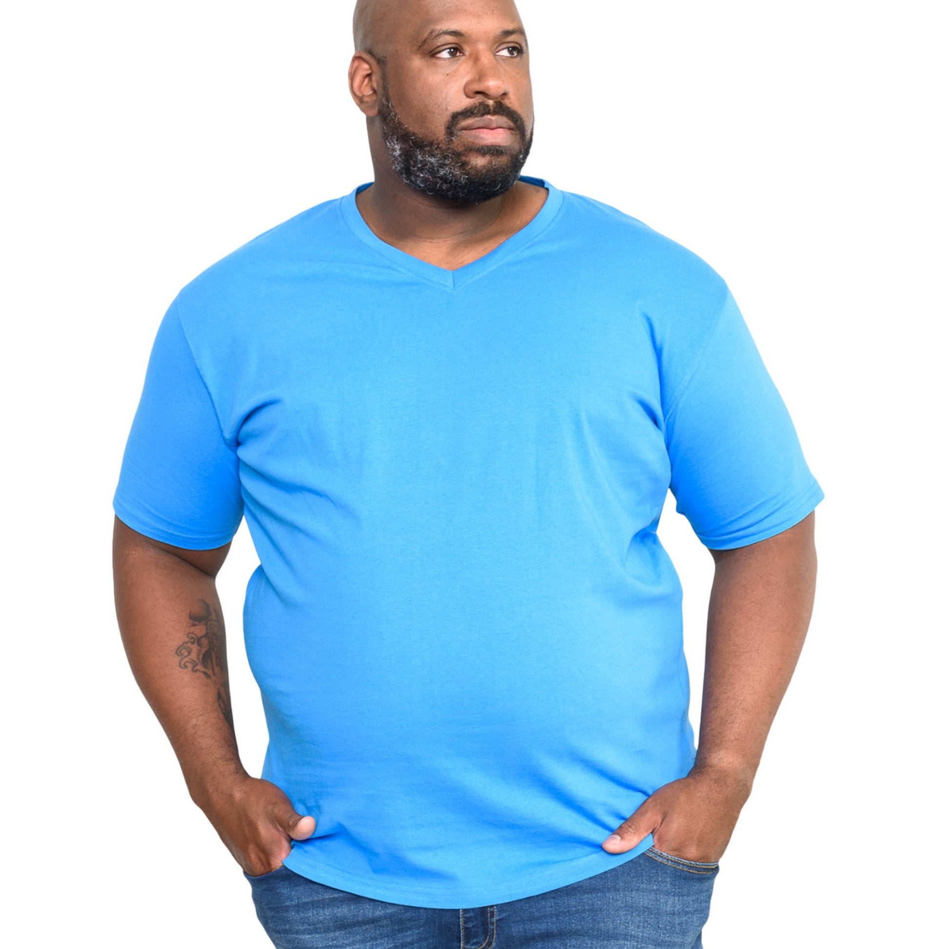 Blue - Side - Duke Mens D555 Signature Kingsize T-Shirt