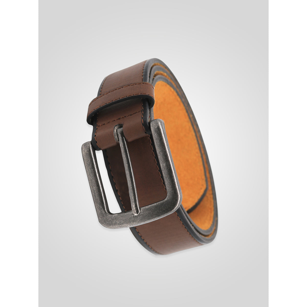 Brown - Back - Duke D555 Avant Burnished Bonded Leather Belt