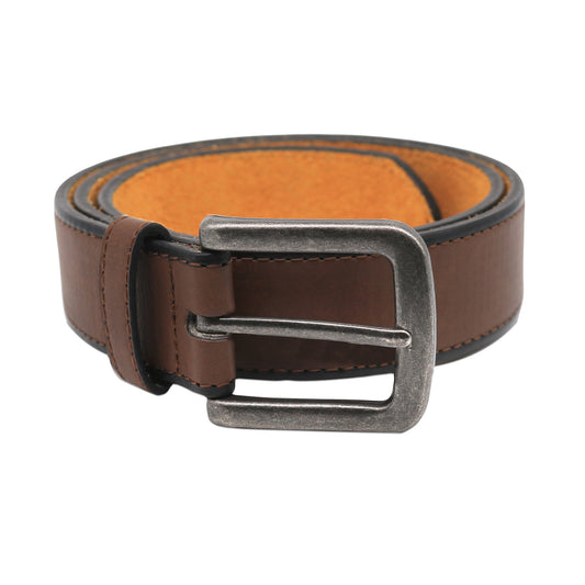Brown - Front - Duke D555 Avant Burnished Bonded Leather Belt