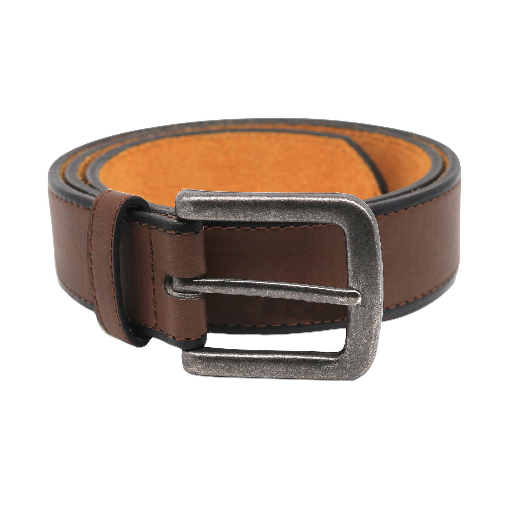 Brown - Front - Duke D555 Avant Burnished Bonded Leather Belt
