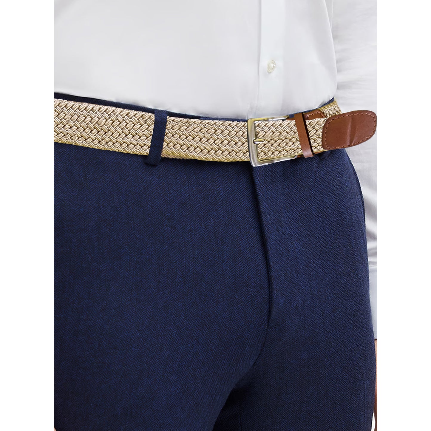 Stone - Pack Shot - Duke D555 Frank Braided Stretch Belt