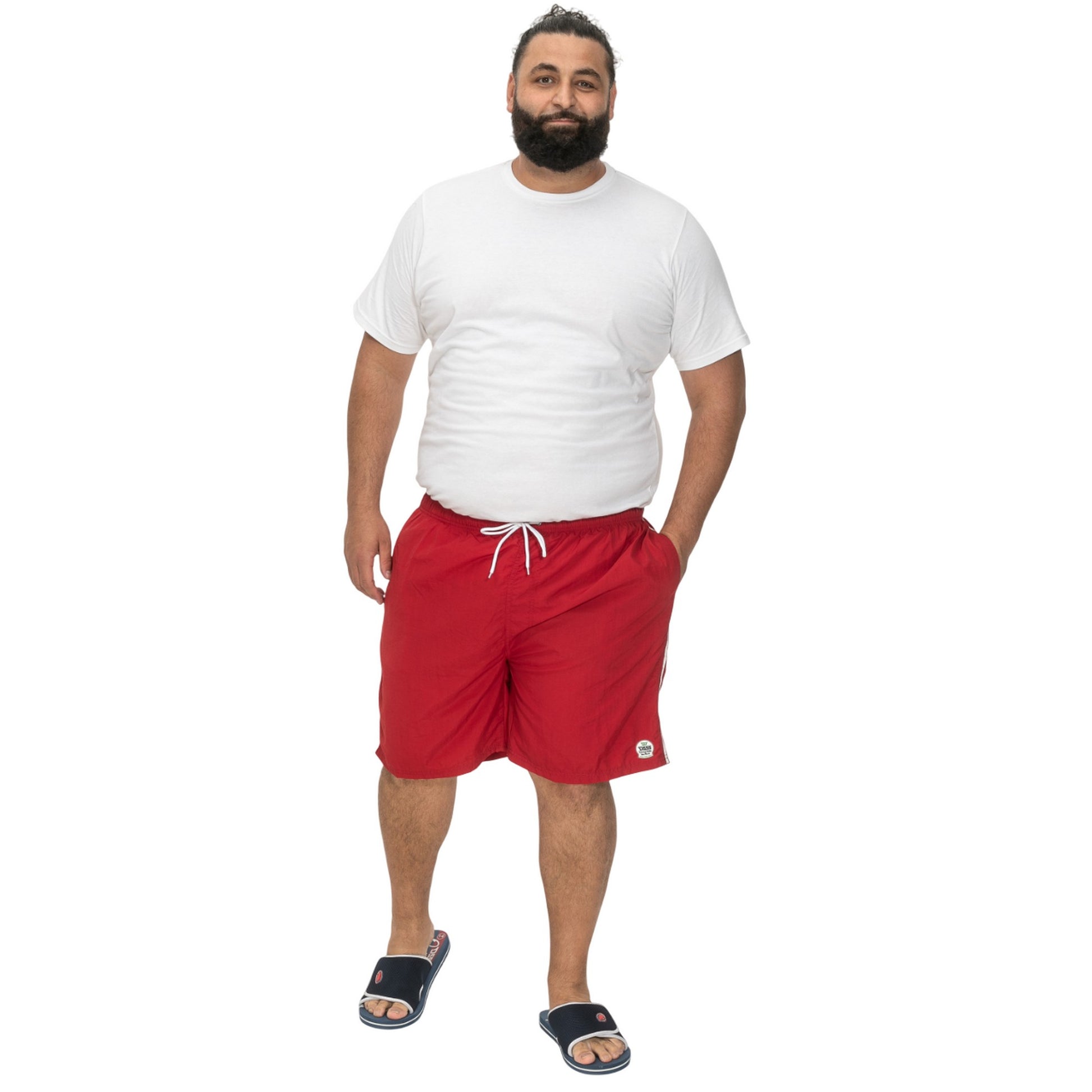 Red - Side - Duke Mens D555 Yarrow Kingsize Swim Shorts