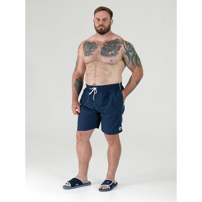 Navy - Close up - Duke Mens D555 Yarrow Kingsize Swim Shorts