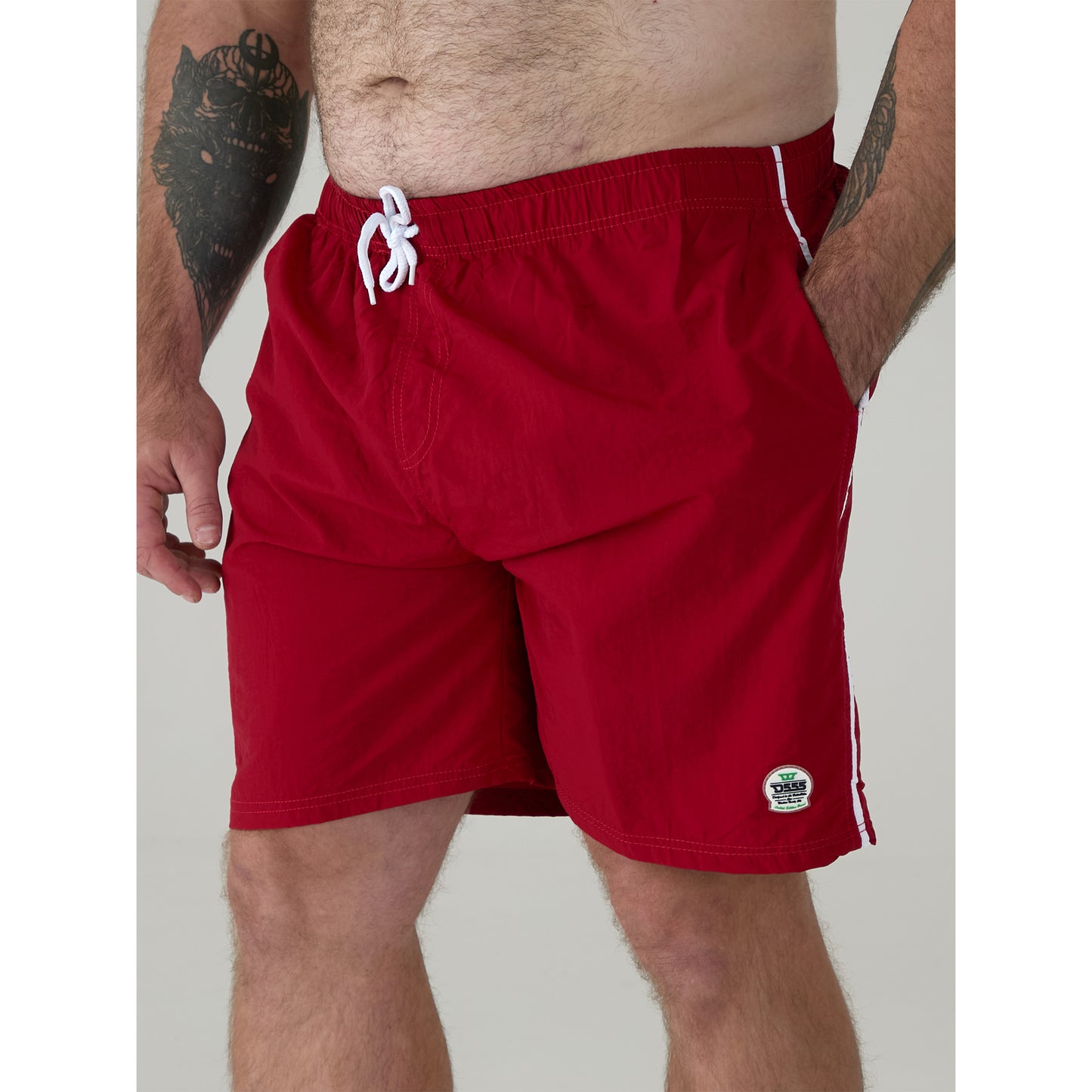Red - Pack Shot - Duke Mens D555 Yarrow Kingsize Swim Shorts