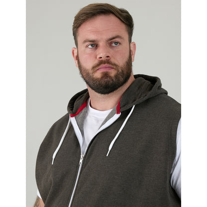 Charcoal Melange - Pack Shot - Duke Mens D555 Blake Kingsize Sleeveless Full Zip Hoodie