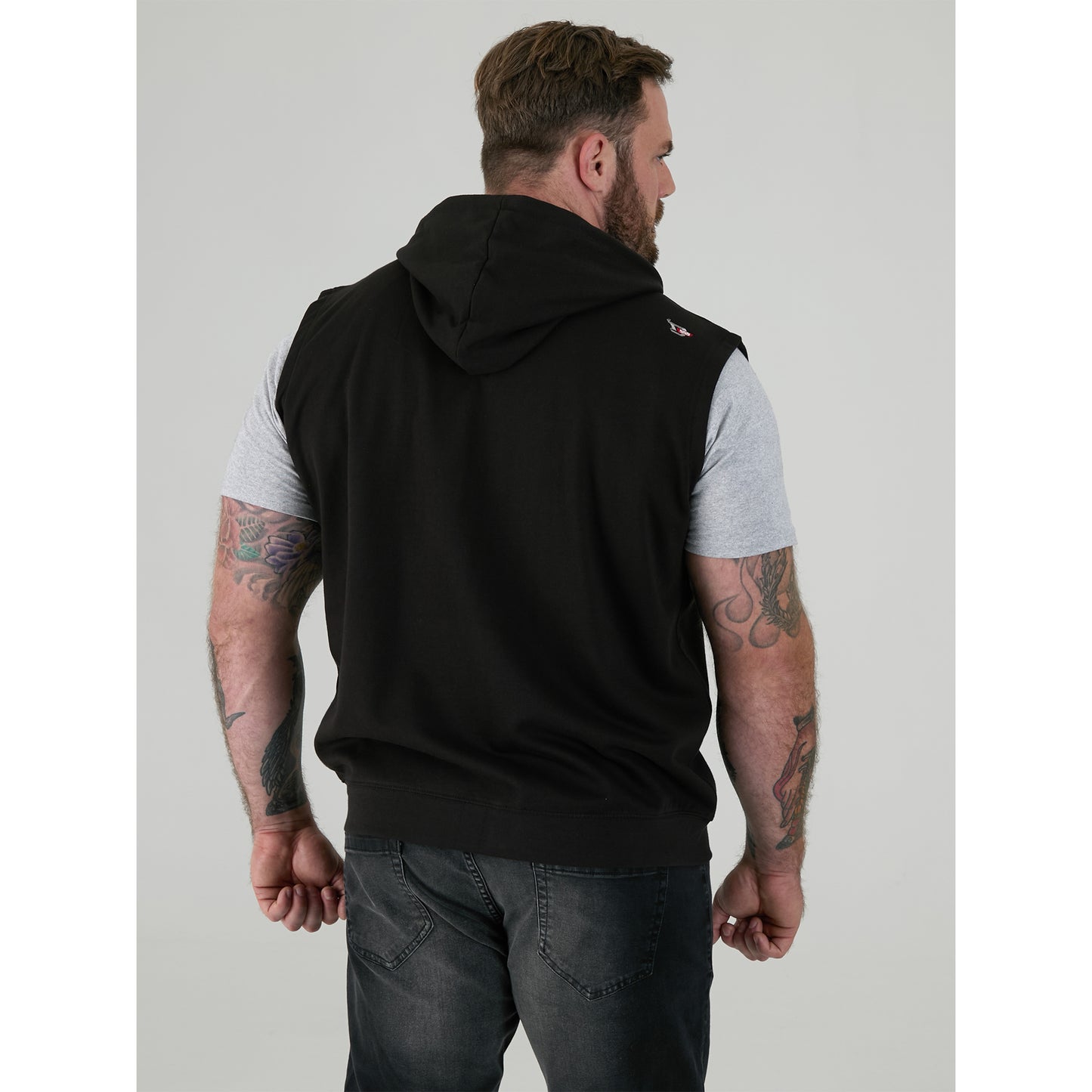Black - Side - Duke Mens D555 Blake Kingsize Sleeveless Full Zip Hoodie