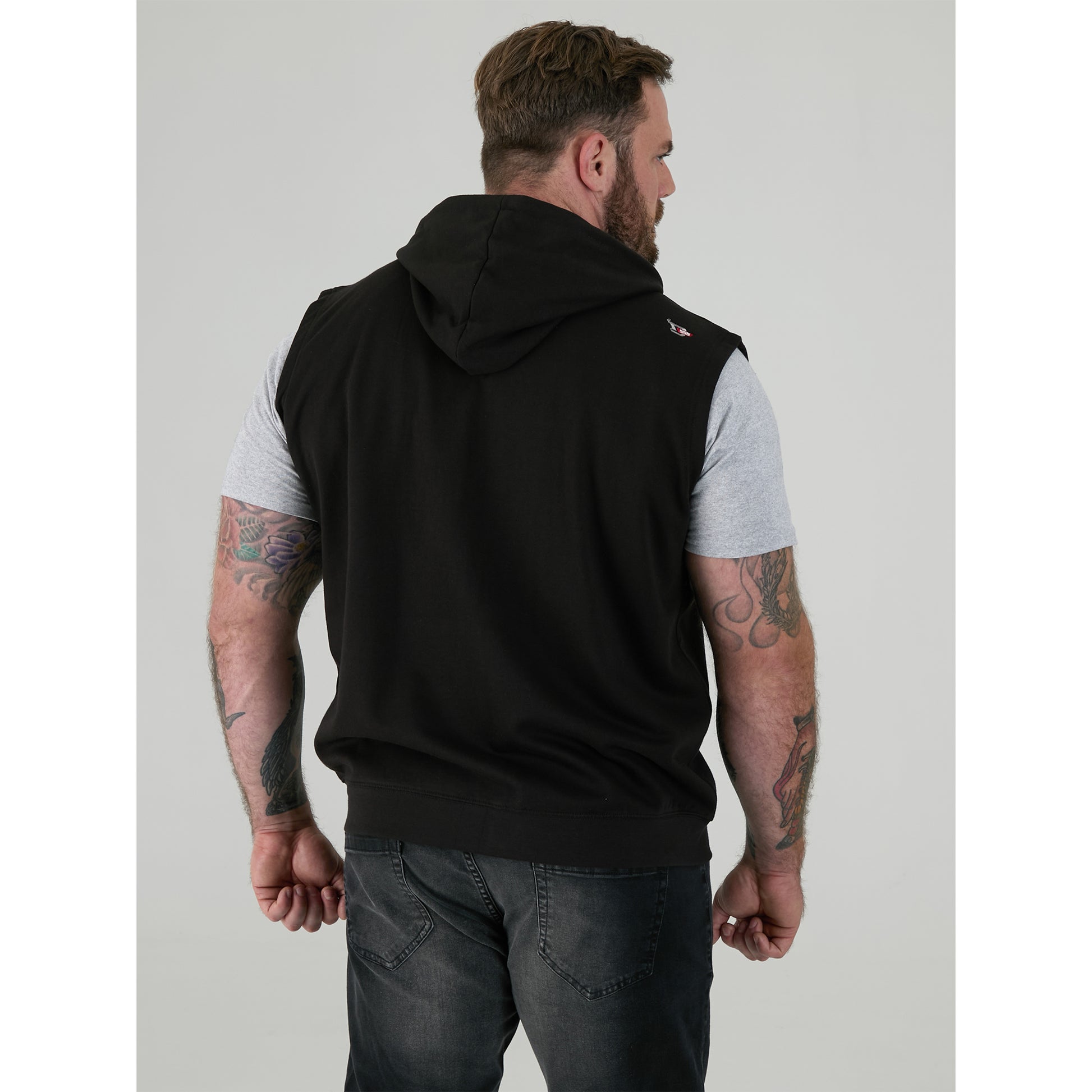 Black - Side - Duke Mens D555 Blake Kingsize Sleeveless Full Zip Hoodie