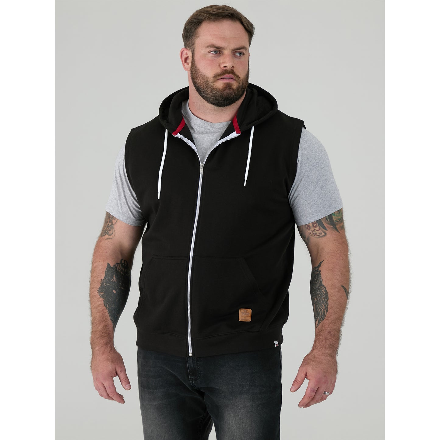 Black - Lifestyle - Duke Mens D555 Blake Kingsize Sleeveless Full Zip Hoodie