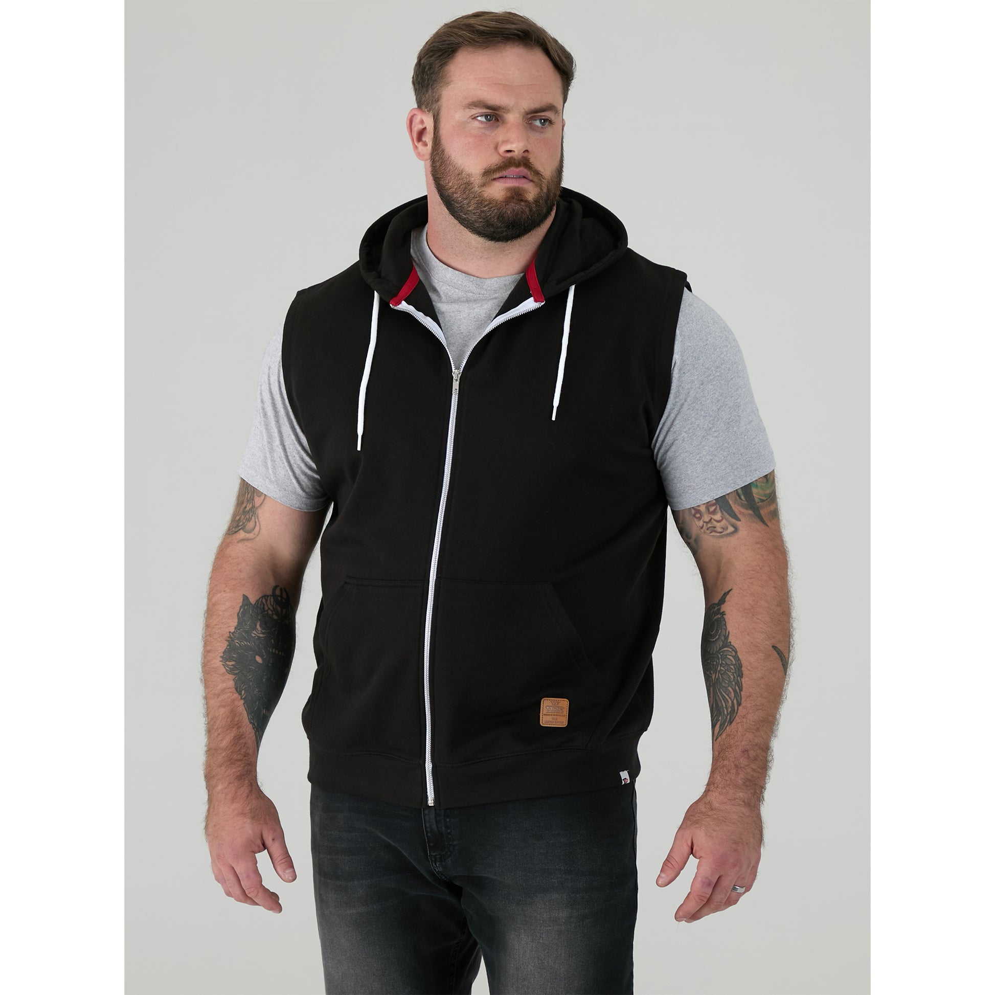 Black - Lifestyle - Duke Mens D555 Blake Kingsize Sleeveless Full Zip Hoodie