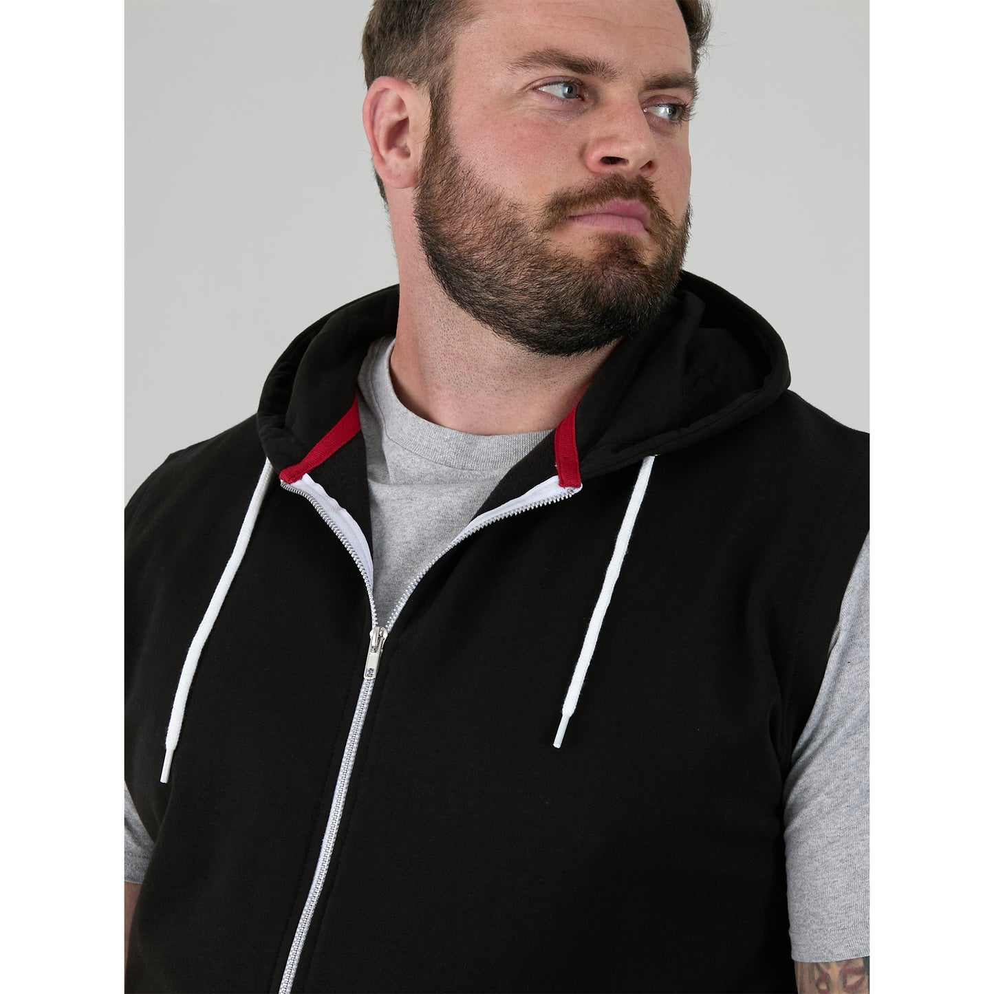 Black - Pack Shot - Duke Mens D555 Blake Kingsize Sleeveless Full Zip Hoodie