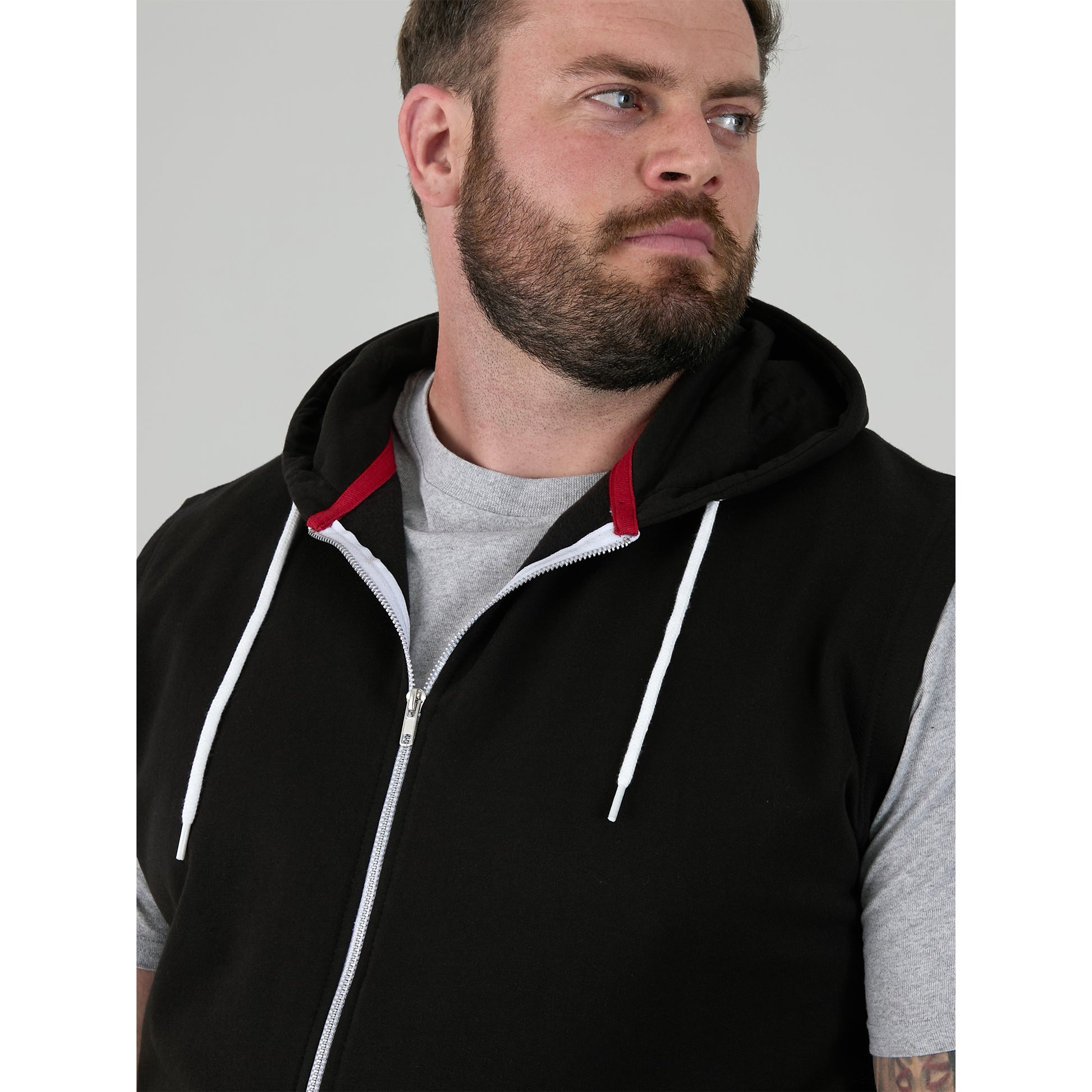 Black - Pack Shot - Duke Mens D555 Blake Kingsize Sleeveless Full Zip Hoodie