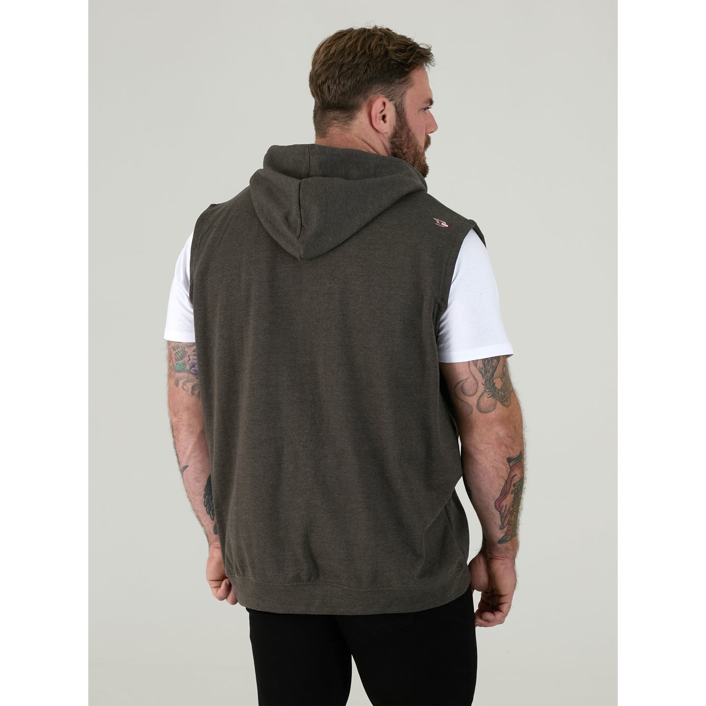 Charcoal Melange - Side - Duke Mens D555 Blake Kingsize Sleeveless Full Zip Hoodie