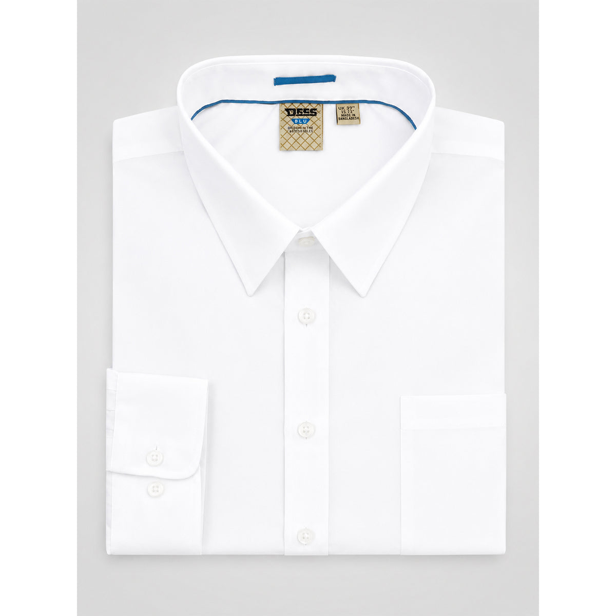 White - Close up - Duke Mens D555 Aiden Easy-Iron Kingsize Shirt