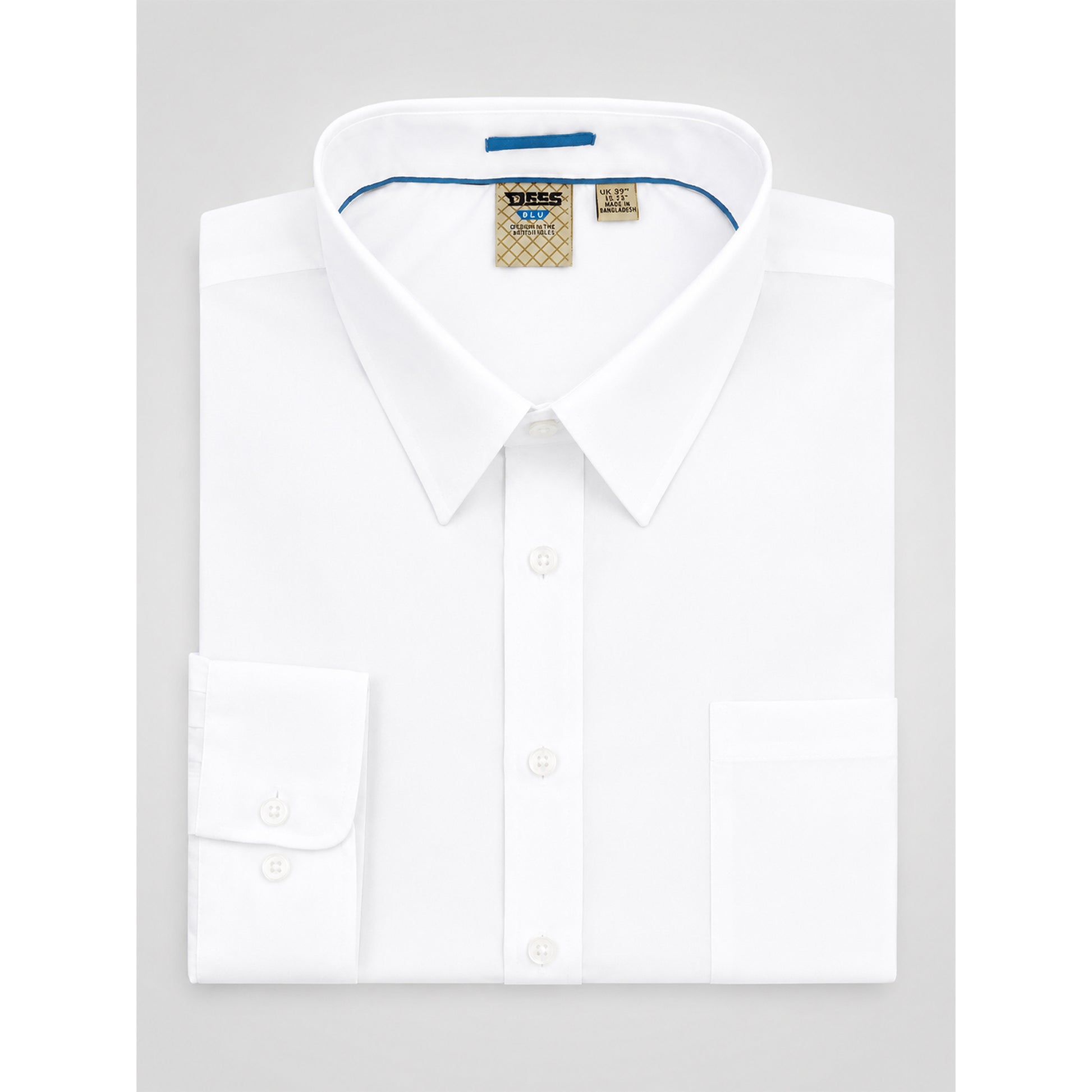 White - Close up - Duke Mens D555 Aiden Easy-Iron Kingsize Shirt