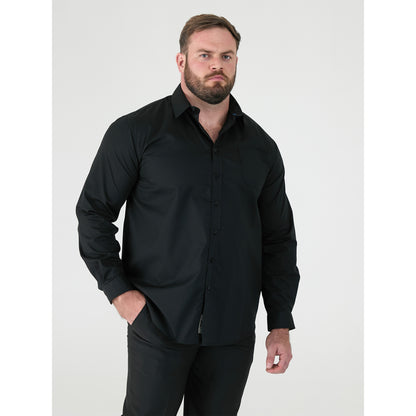 Black - Side - Duke Mens D555 Corbin Kingsize Long-Sleeved Shirt
