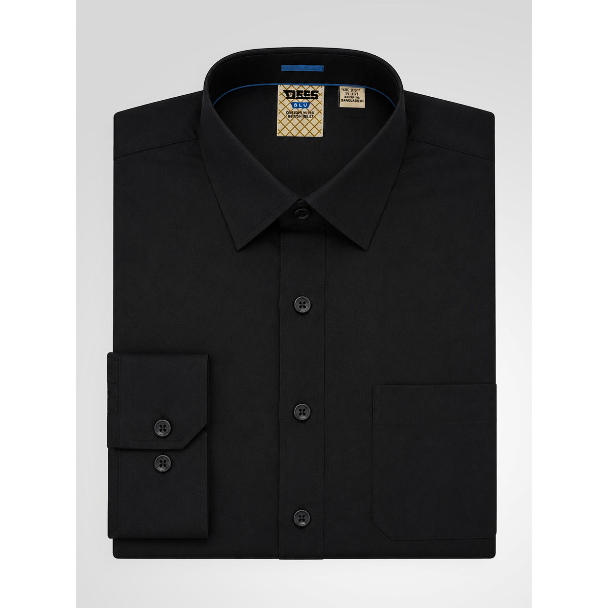 Black - Close up - Duke Mens D555 Corbin Kingsize Long-Sleeved Shirt