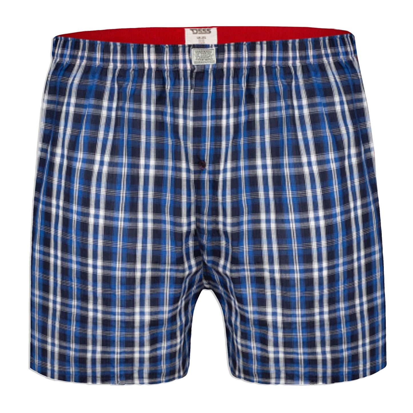 Navy Blue-Red - Back - Duke Mens D555 Plaid Woven Kingsize Boxer Shorts (Pack of 2)