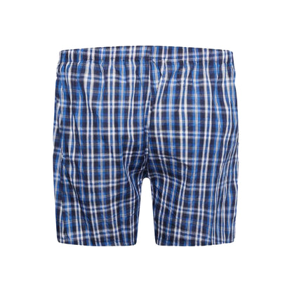Navy Blue-Red - Back - Duke Mens D555 Plaid Woven Kingsize Boxer Shorts (Pack of 2)