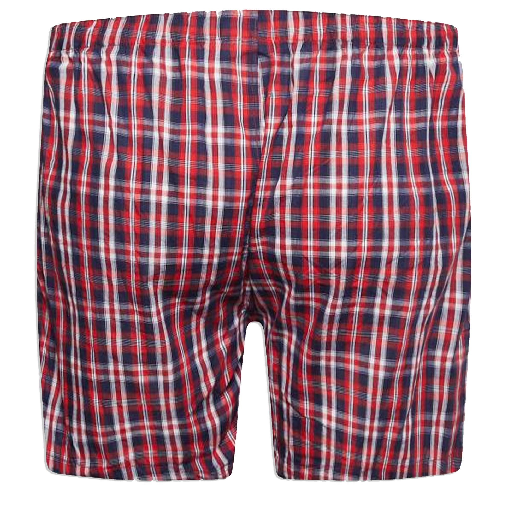 Navy Blue-Red - Pack Shot - Duke Mens D555 Plaid Woven Kingsize Boxer Shorts (Pack of 2)