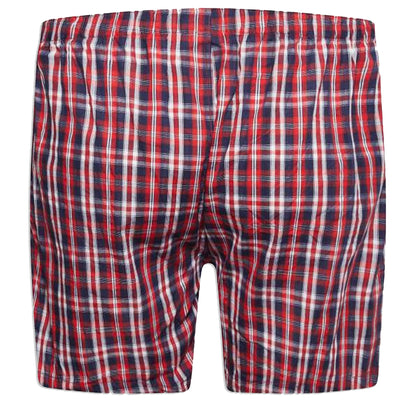 Navy Blue-Red - Pack Shot - Duke Mens D555 Plaid Woven Kingsize Boxer Shorts (Pack of 2)