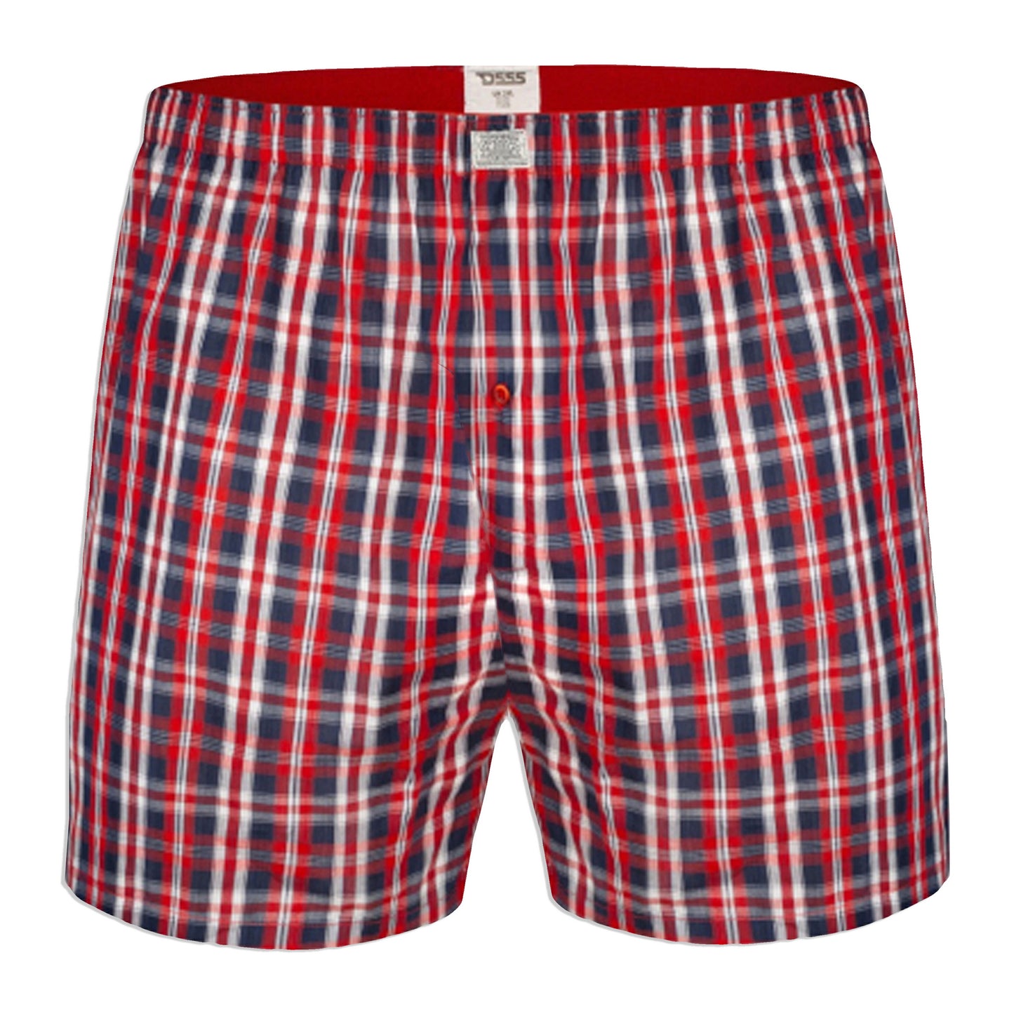 Navy Blue-Red - Lifestyle - Duke Mens D555 Plaid Woven Kingsize Boxer Shorts (Pack of 2)