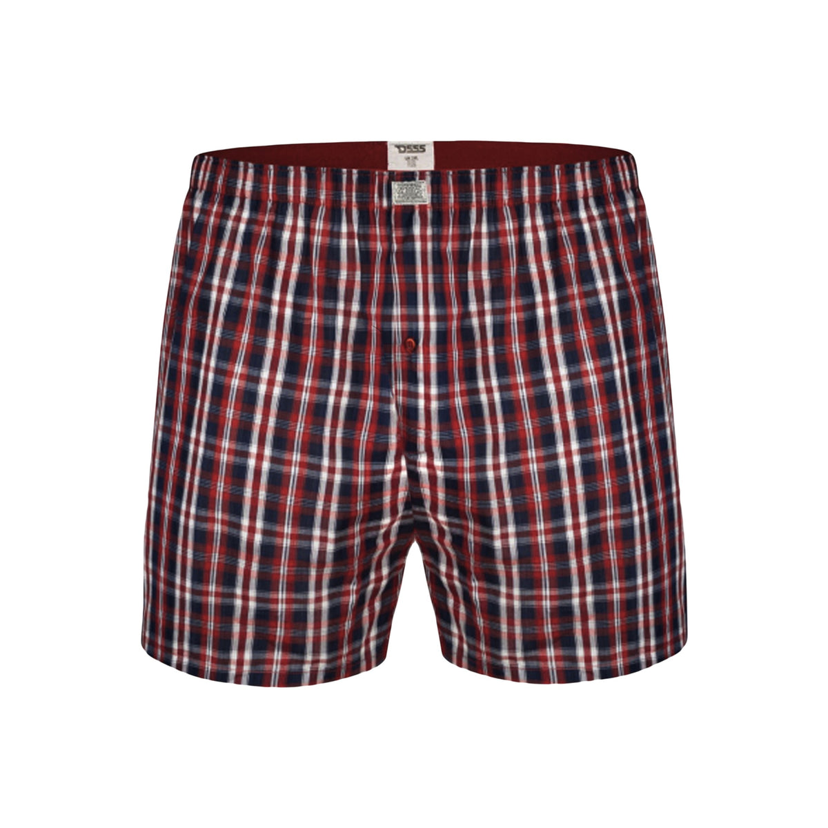 Navy Blue-Red - Lifestyle - Duke Mens D555 Plaid Woven Kingsize Boxer Shorts (Pack of 2)