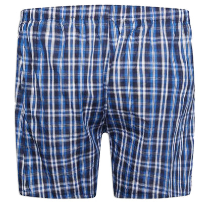 Navy Blue-Red - Side - Duke Mens D555 Plaid Woven Kingsize Boxer Shorts (Pack of 2)