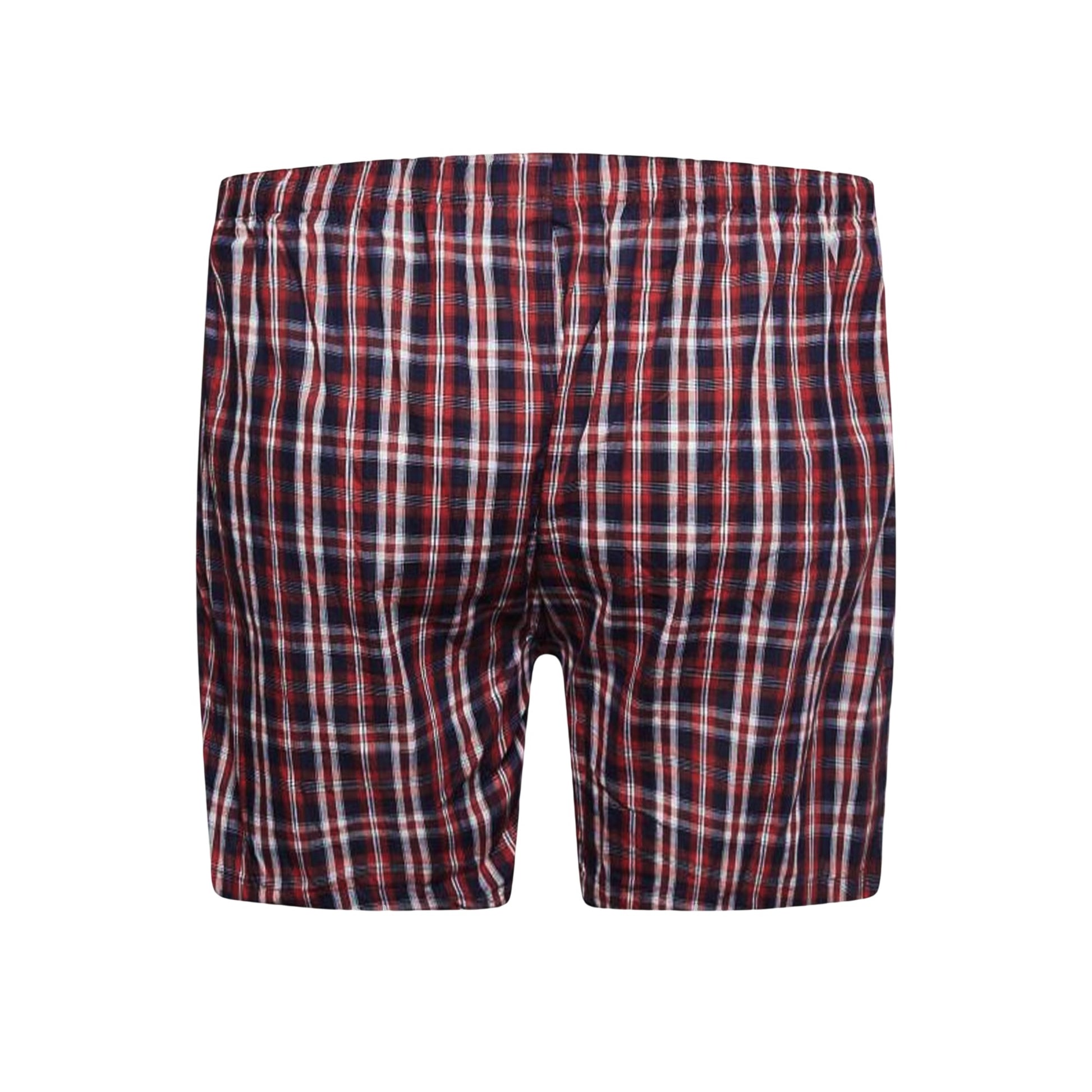Navy Blue-Red - Pack Shot - Duke Mens D555 Plaid Woven Kingsize Boxer Shorts (Pack of 2)