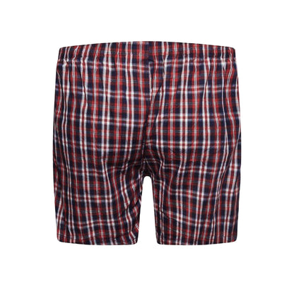 Navy Blue-Red - Pack Shot - Duke Mens D555 Plaid Woven Kingsize Boxer Shorts (Pack of 2)