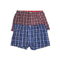 Navy Blue-Red - Front - D555 Mens Plaid Kingsize Woven Boxer Shorts (2 Pairs)