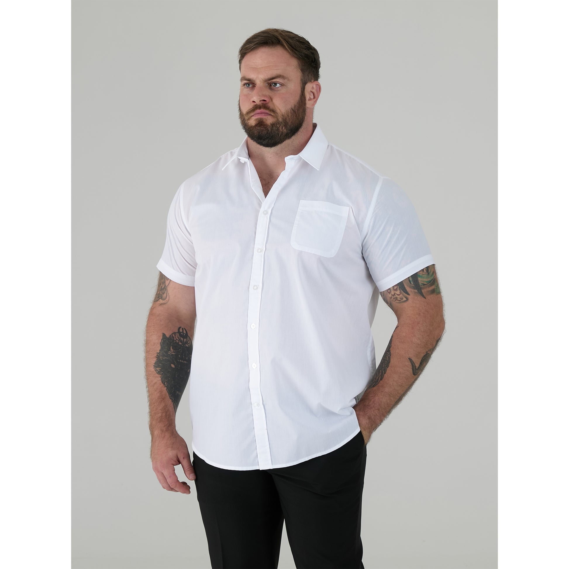 White - Lifestyle - Duke Mens D555 Delmar Kingsize Short-Sleeved Shirt