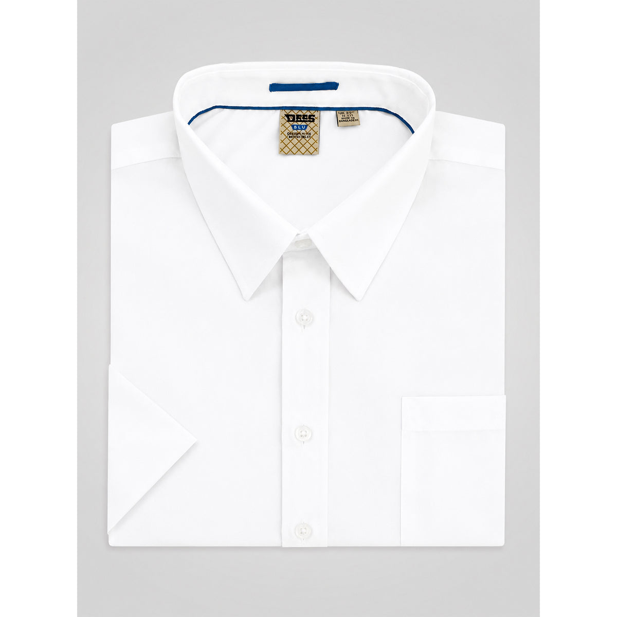White - Close up - Duke Mens D555 Delmar Kingsize Short-Sleeved Shirt