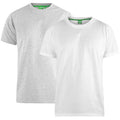 Grey-White - Front - D555 Mens Fenton Kingsize Round Neck T-shirts (Pack Of 2)