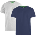 Navy-Grey - Front - D555 Mens Fenton Kingsize Round Neck T-shirts (Pack Of 2)
