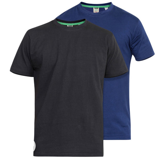 Black-Navy - Front - Duke Mens D555 Fenton Kingsize T-Shirt (Pack Of 2)