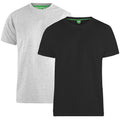 Black-Grey - Front - D555 Mens Fenton Kingsize Round Neck T-shirts (Pack Of 2)