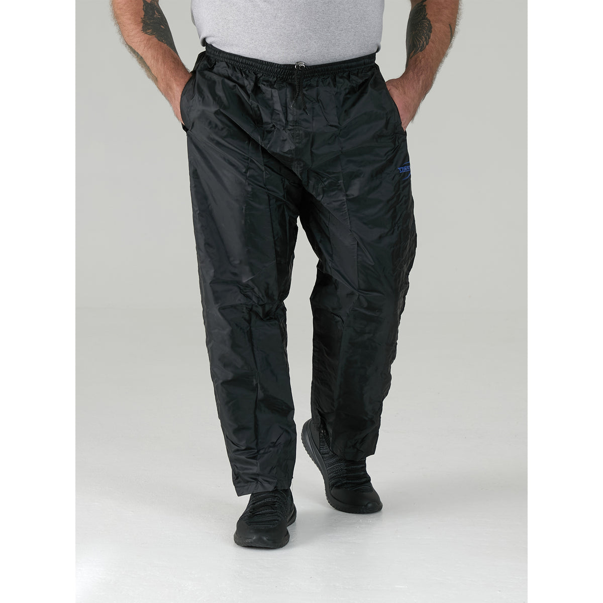 Black - Side - Duke Mens D555 Elba Packaway Kingsize Over Trousers
