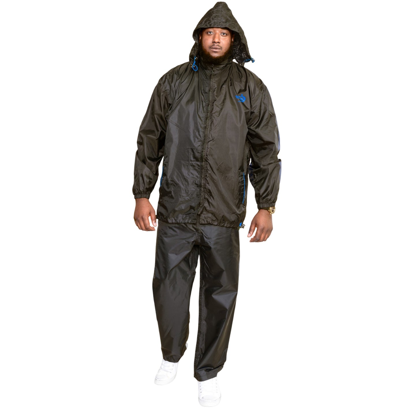 Black - Side - Duke Mens D555 Elba Packaway Kingsize Over Trousers