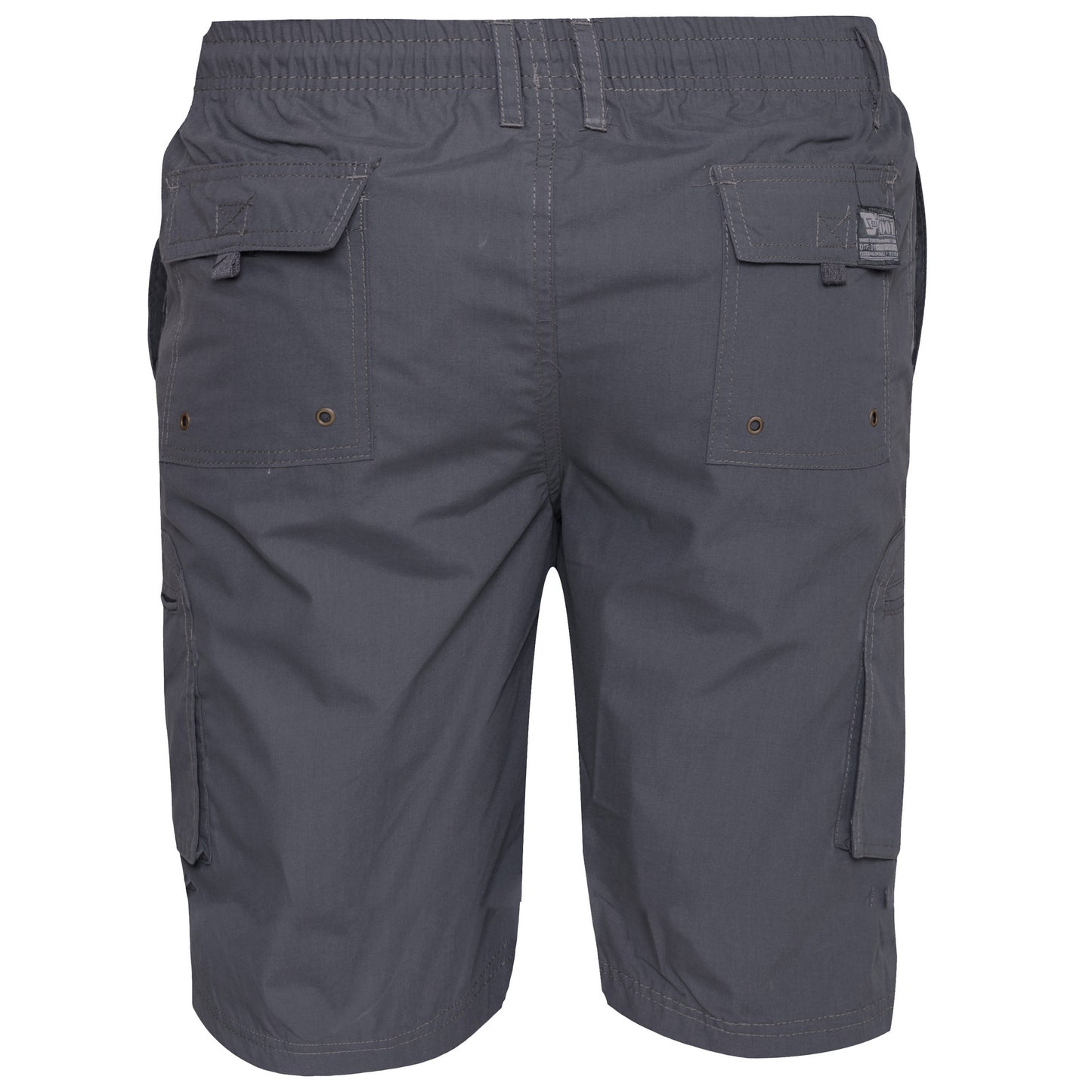 Grey - Back - Duke Mens D555 Nick Elasticated Waist Cargo Shorts
