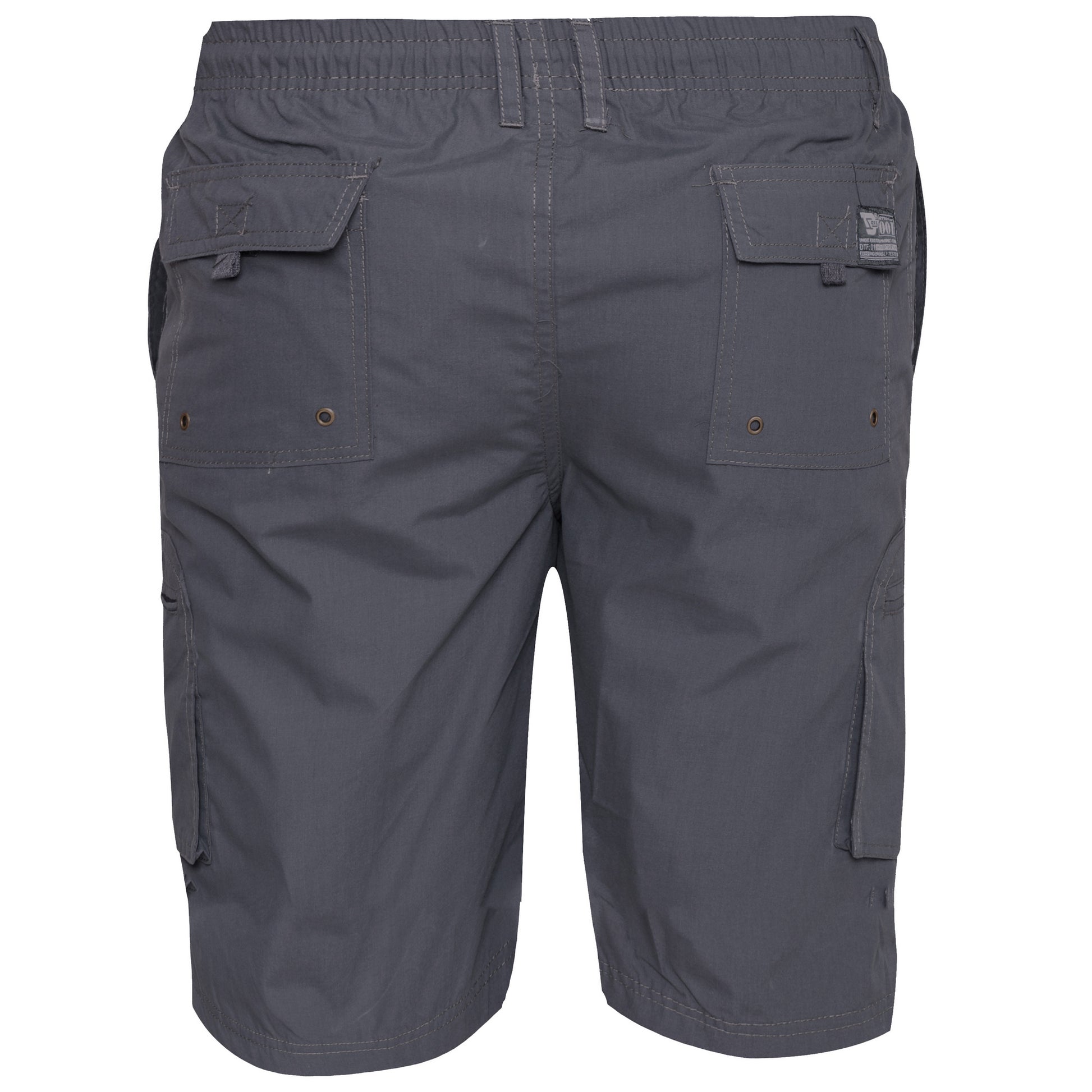 Grey - Back - Duke Mens D555 Nick Elasticated Waist Cargo Shorts