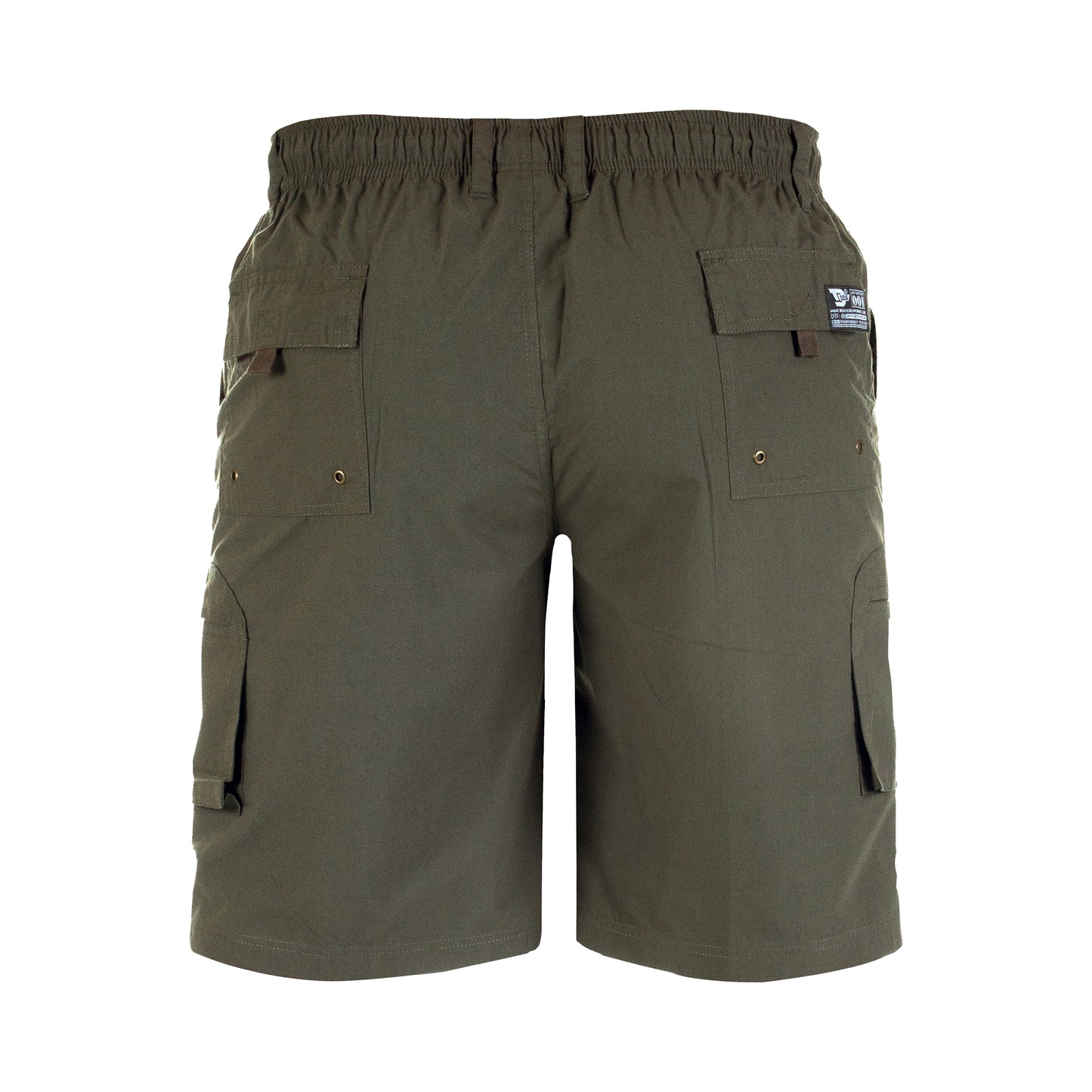 Khaki - Back - Duke Mens D555 Nick Elasticated Waist Cargo Shorts