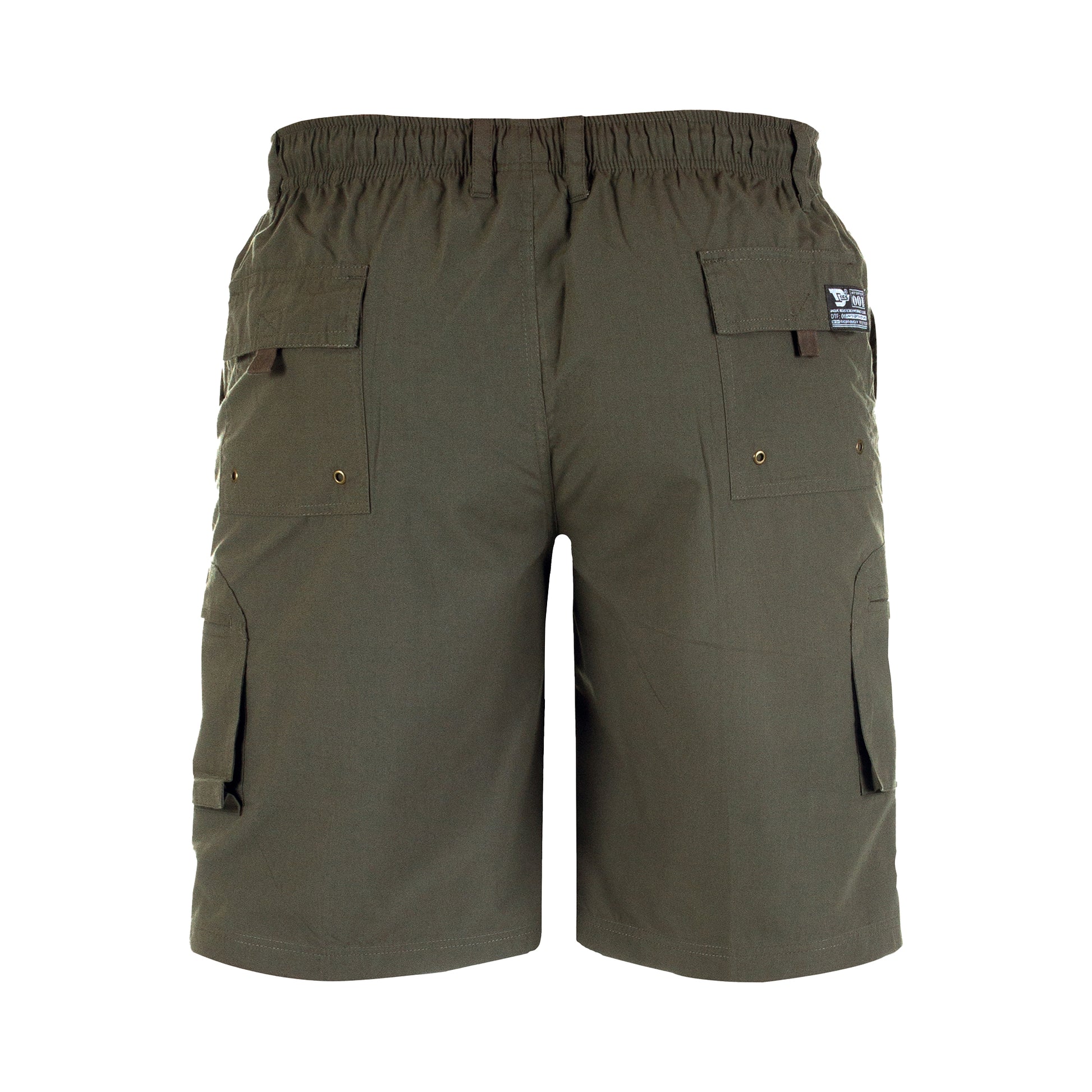 Khaki - Back - Duke Mens D555 Nick Elasticated Waist Cargo Shorts