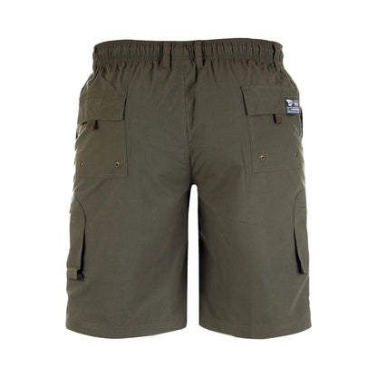 Khaki - Back - Duke Mens D555 Nick Elasticated Waist Cargo Shorts