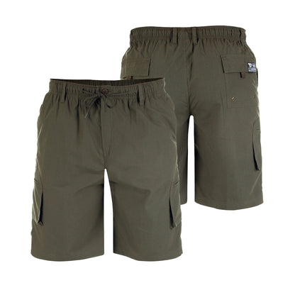 Khaki - Side - Duke Mens D555 Nick Elasticated Waist Cargo Shorts